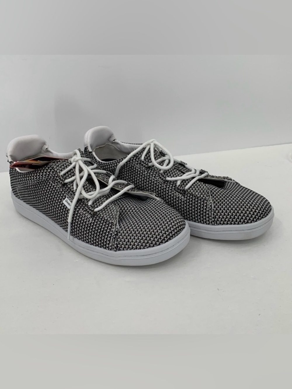 Goats black white mesh fabric court sneakers shoe tie flat women new 10